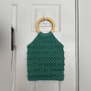 Francesca’s Antik Kraft Macrame Handbag with Wooden Handle